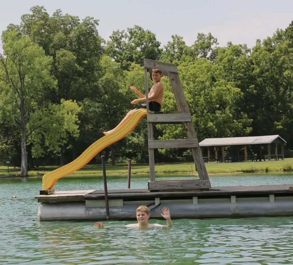 Summer camp slide fun